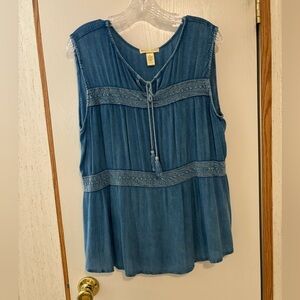 Studio West Denim Blue Sleeveless Blouse